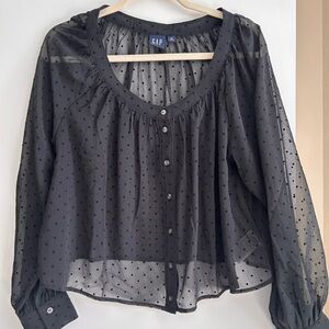 GAP Sheer Black Polka Dot Blouse